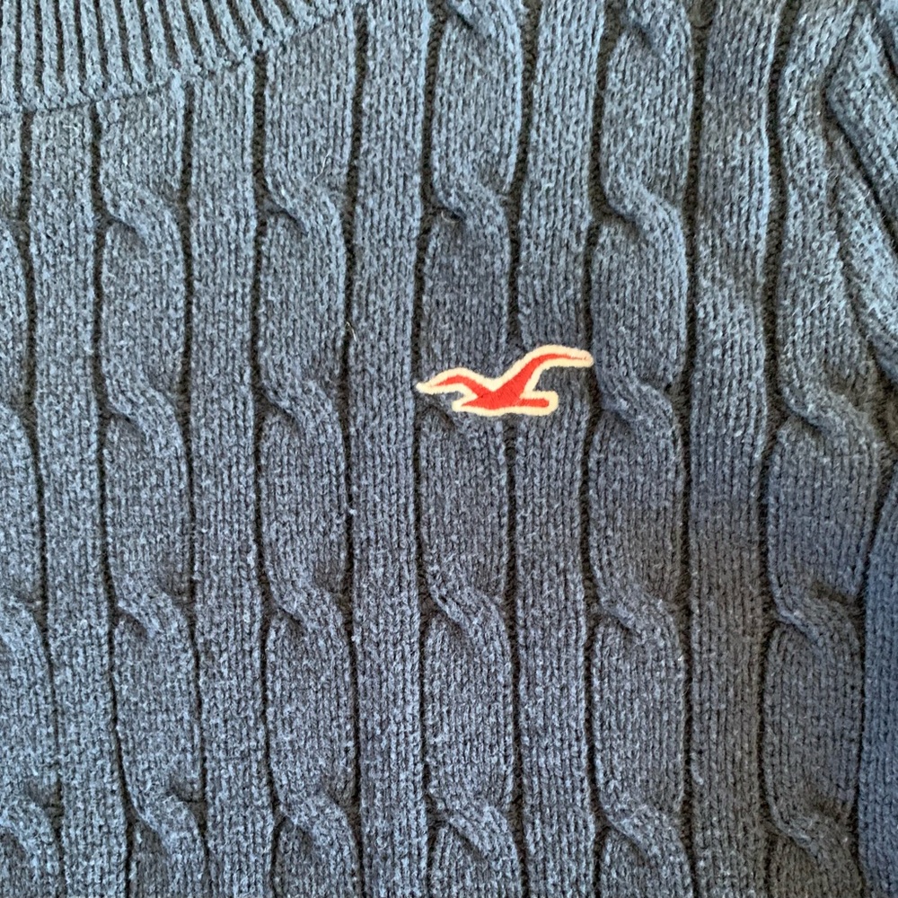 Hollister Dark Blue Cable Knit Sweater Sz S - Picture 5 of 6